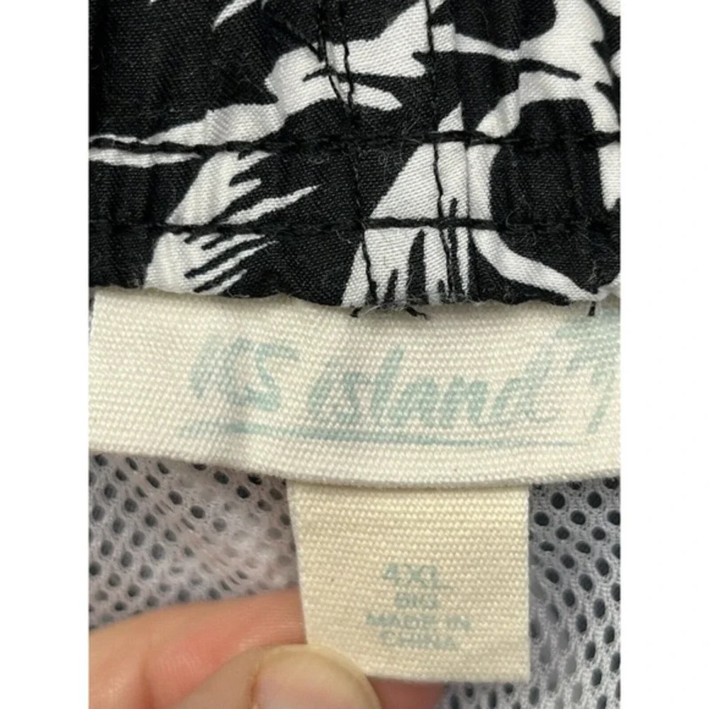KS Island‎ Swim Shorts Mens 4XL Black White Tropical Lined Swimming Beach Pool